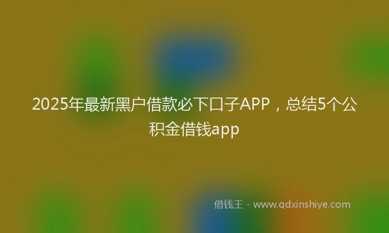 2025年最新黑户借款必下口子APP，总结5个公积金借钱app