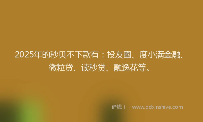 2025年的秒贝不下款有：投友圈、度小满金融、微粒贷、读秒贷、融逸花等。