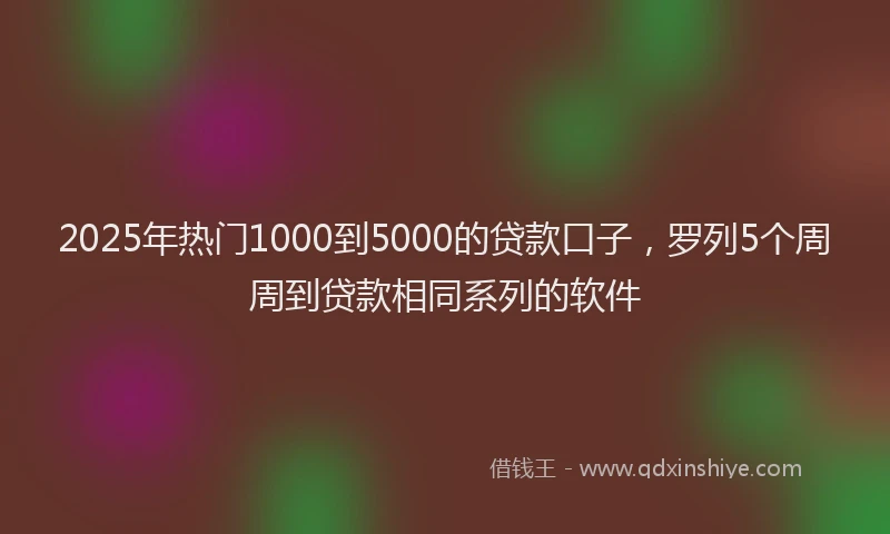 2025年热门1000到5000的贷款口子，罗列5个周周到贷款相同系列的软件