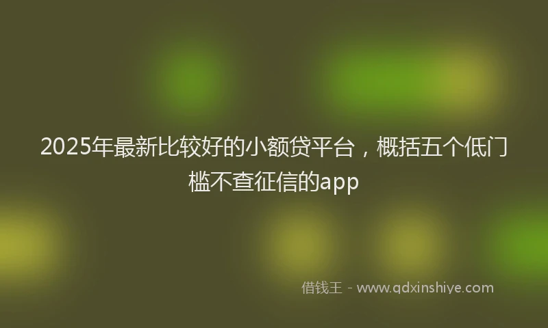2025年最新比较好的小额贷平台，概括五个低门槛不查征信的app