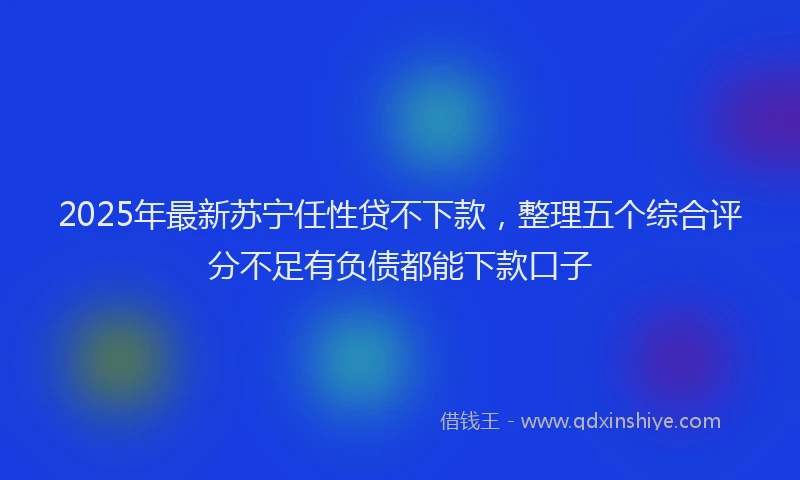 2025年最新苏宁任性贷不下款，整理五个综合评分不足有负债都能下款口子