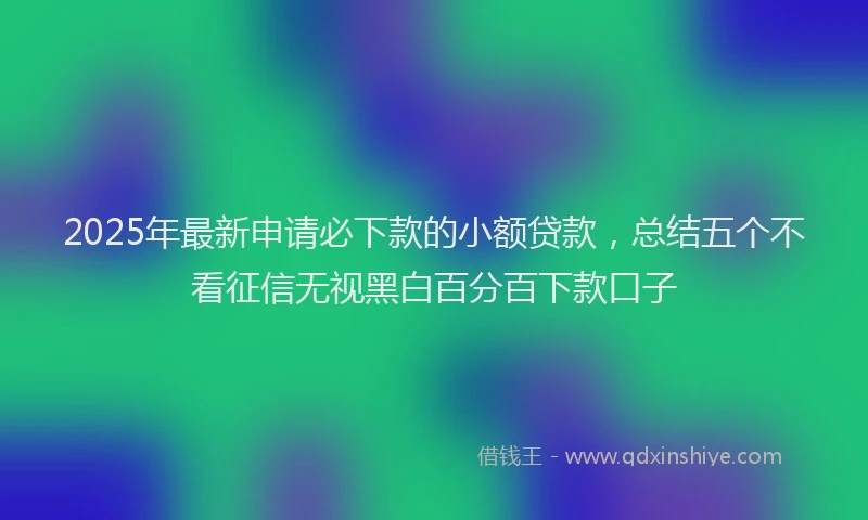 2025年最新申请必下款的小额贷款，总结五个不看征信无视黑白百分百下款口子