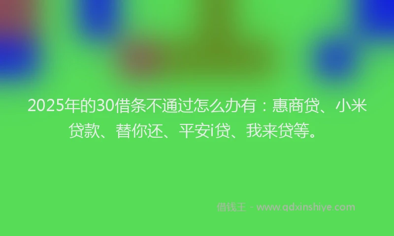 2025年的30借条不通过怎么办有：惠商贷、小米贷款、替你还、平安i贷、我来贷等。