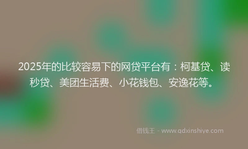 2025年的比较容易下的网贷平台有：柯基贷、读秒贷、美团生活费、小花钱包、安逸花等。