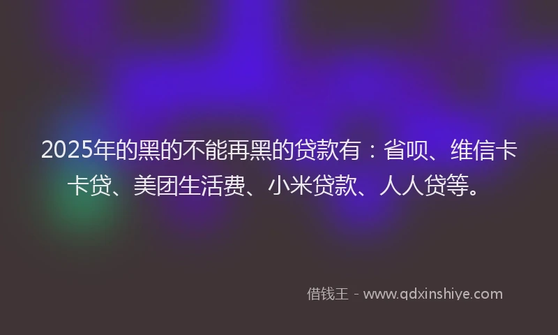 2025年的黑的不能再黑的贷款有：省呗、维信卡卡贷、美团生活费、小米贷款、人人贷等。