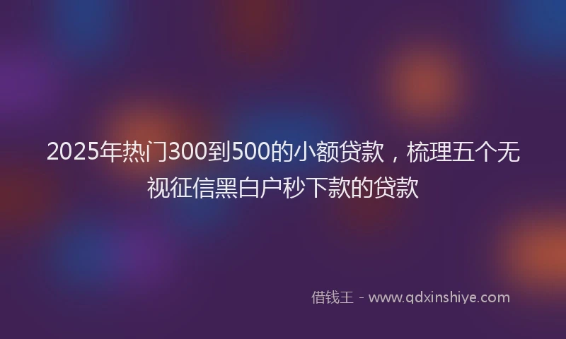 2025年热门300到500的小额贷款，梳理五个无视征信黑白户秒下款的贷款