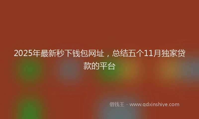 2025年最新秒下钱包网址，总结五个11月独家贷款的平台