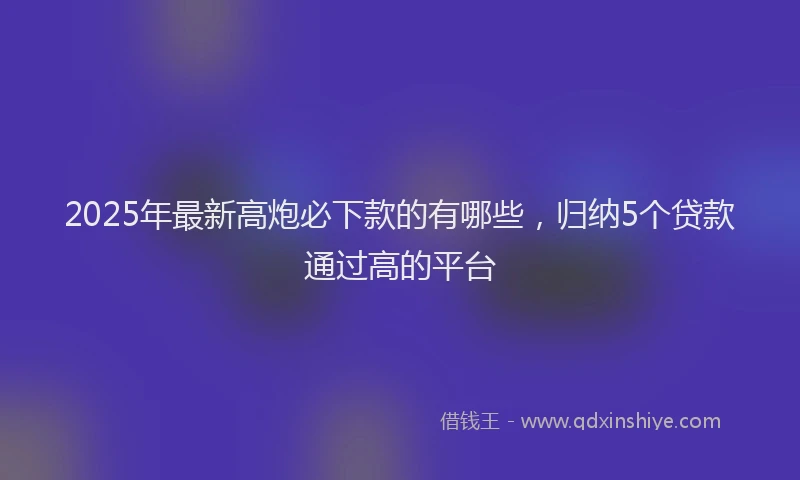 2025年最新高炮必下款的有哪些，归纳5个贷款通过高的平台
