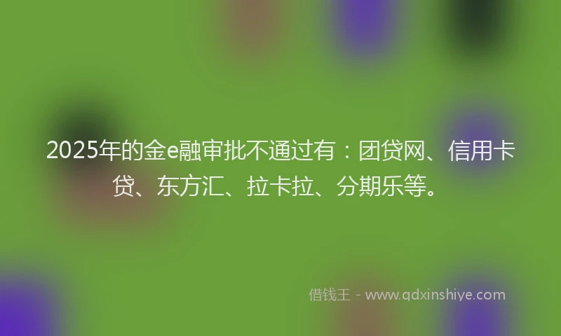 2025年的金e融审批不通过有：团贷网、信用卡贷、东方汇、拉卡拉、分期乐等。