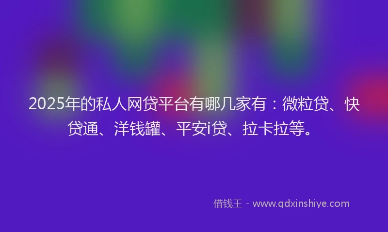 2025年的私人网贷平台有哪几家有：微粒贷、快贷通、洋钱罐、平安i贷、拉卡拉等。