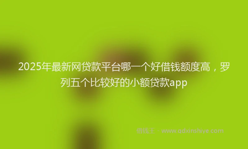 2025年最新网贷款平台哪一个好借钱额度高，罗列五个比较好的小额贷款app