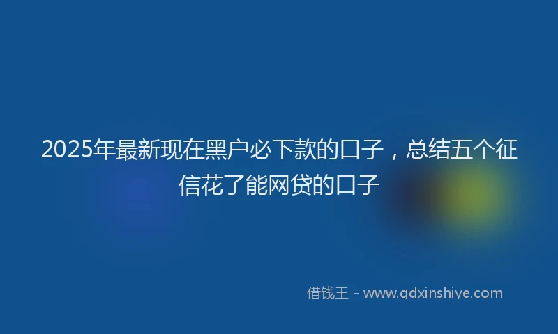 2025年最新现在黑户必下款的口子，总结五个征信花了能网贷的口子