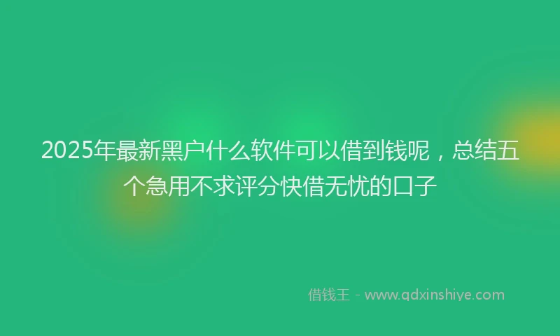 2025年最新黑户什么软件可以借到钱呢，总结五个急用不求评分快借无忧的口子