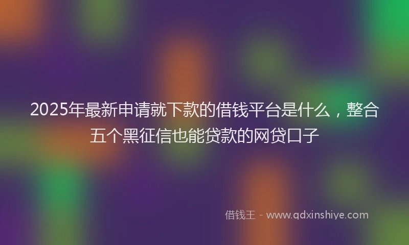 2025年最新申请就下款的借钱平台是什么，整合五个黑征信也能贷款的网贷口子