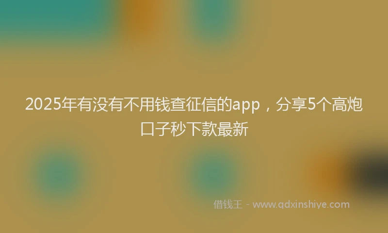 2025年有没有不用钱查征信的app，分享5个高炮口子秒下款最新
