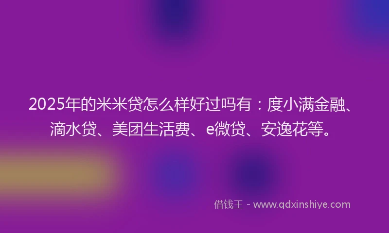 2025年的米米贷怎么样好过吗有：度小满金融、滴水贷、美团生活费、e微贷、安逸花等。