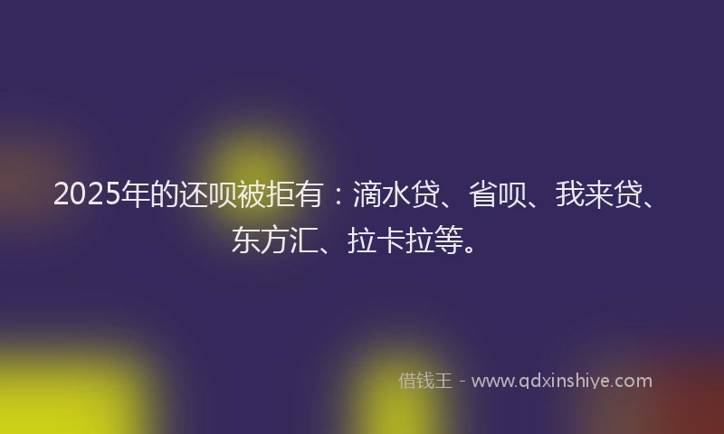 2025年的还呗被拒有：滴水贷、省呗、我来贷、东方汇、拉卡拉等。