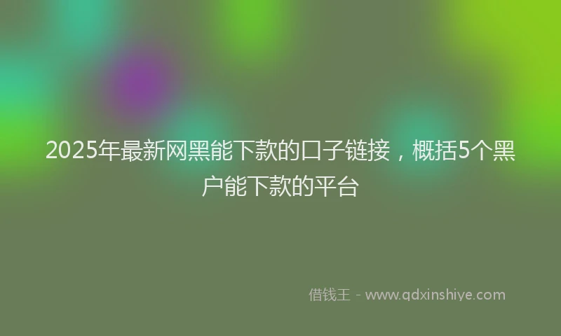 2025年最新网黑能下款的口子链接，概括5个黑户能下款的平台