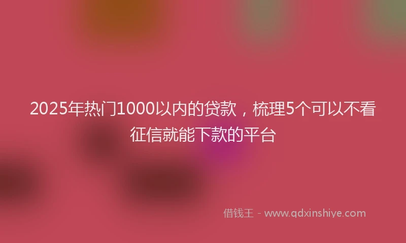 2025年热门1000以内的贷款，梳理5个可以不看征信就能下款的平台