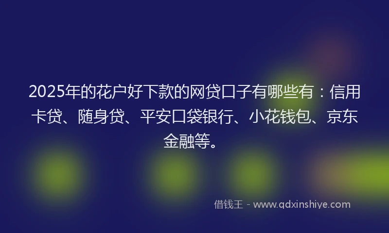 2025年的花户好下款的网贷口子有哪些有：信用卡贷、随身贷、平安口袋银行、小花钱包、京东金融等。