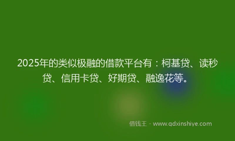2025年的类似极融的借款平台有：柯基贷、读秒贷、信用卡贷、好期贷、融逸花等。
