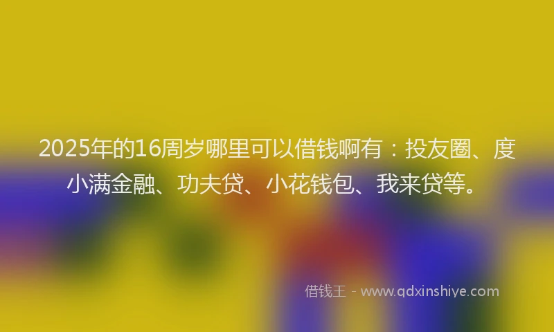 2025年的16周岁哪里可以借钱啊有：投友圈、度小满金融、功夫贷、小花钱包、我来贷等。