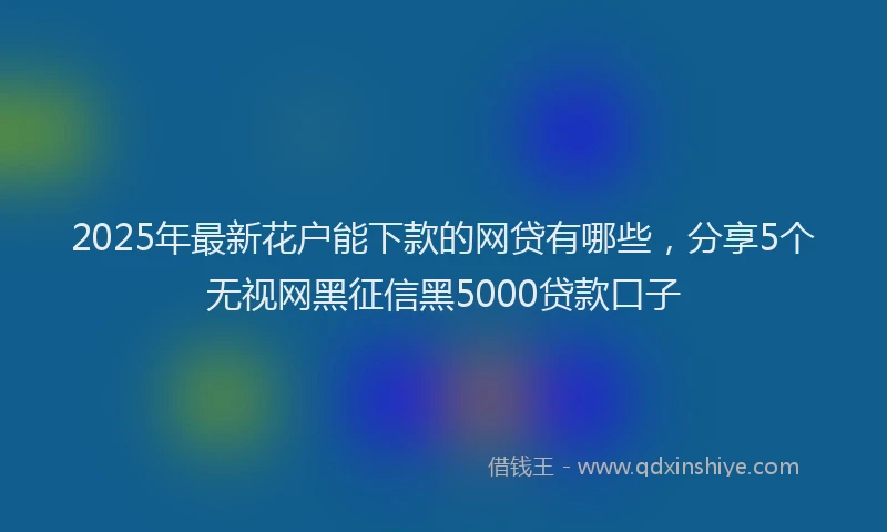 2025年最新花户能下款的网贷有哪些，分享5个无视网黑征信黑5000贷款口子