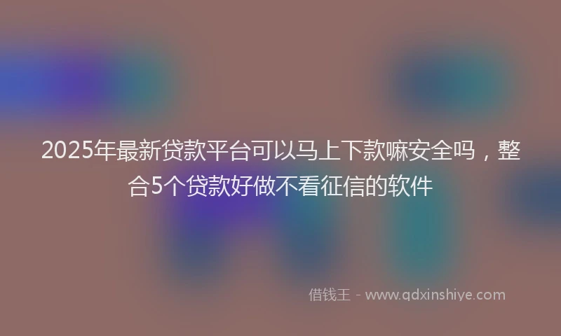 2025年最新贷款平台可以马上下款嘛安全吗，整合5个贷款好做不看征信的软件