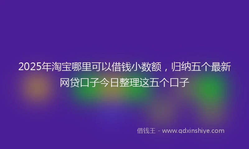 2025年淘宝哪里可以借钱小数额，归纳五个最新网贷口子今日整理这五个口子