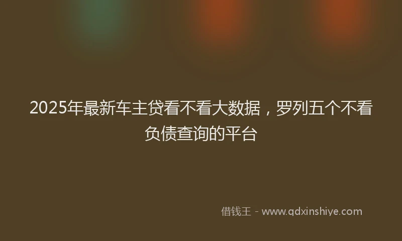 2025年最新车主贷看不看大数据，罗列五个不看负债查询的平台