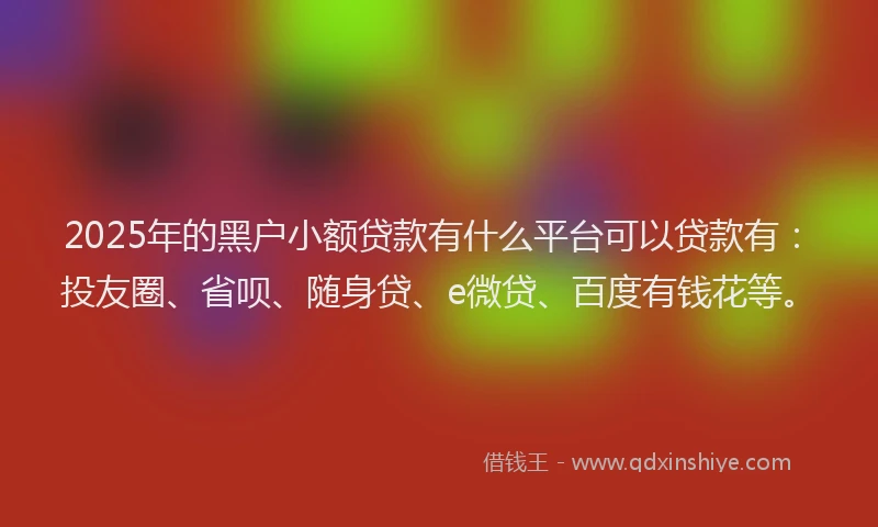 2025年的黑户小额贷款有什么平台可以贷款有：投友圈、省呗、随身贷、e微贷、百度有钱花等。