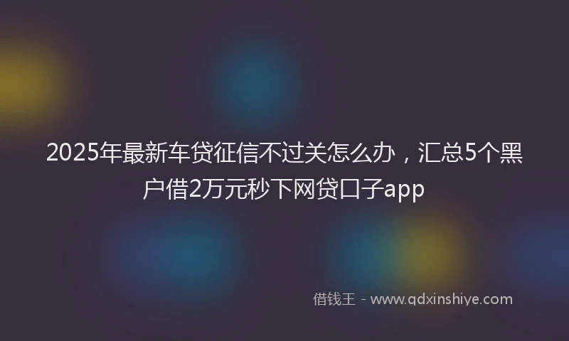 2025年最新车贷征信不过关怎么办，汇总5个黑户借2万元秒下网贷口子app