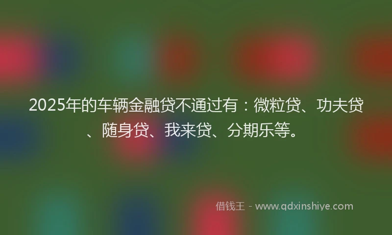 2025年的车辆金融贷不通过有：微粒贷、功夫贷、随身贷、我来贷、分期乐等。