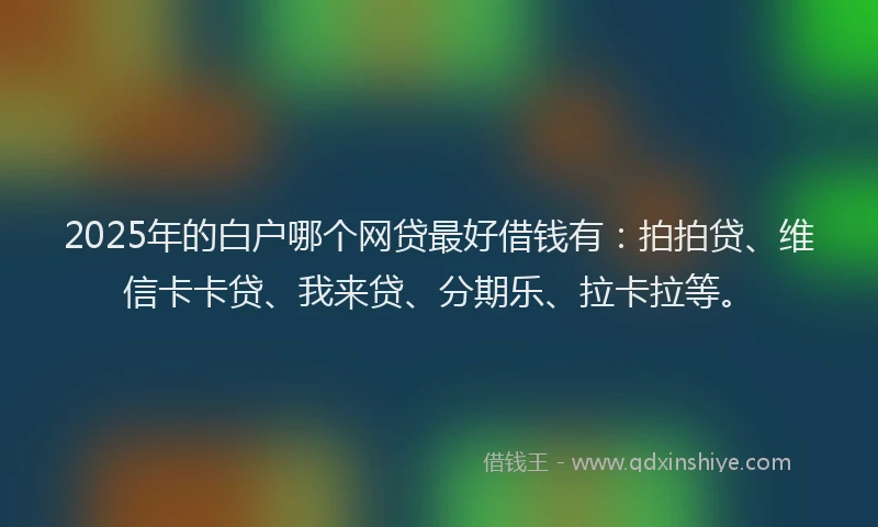 2025年的白户哪个网贷最好借钱有：拍拍贷、维信卡卡贷、我来贷、分期乐、拉卡拉等。