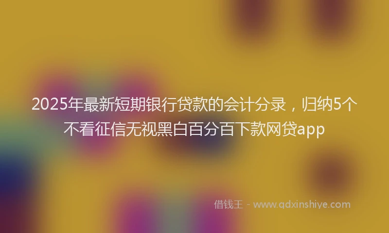 2025年最新短期银行贷款的会计分录，归纳5个不看征信无视黑白百分百下款网贷app