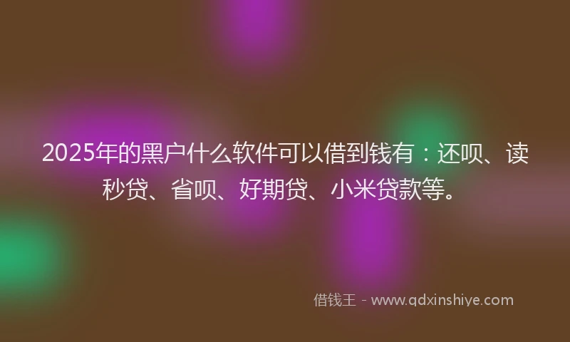 2025年的黑户什么软件可以借到钱有：还呗、读秒贷、省呗、好期贷、小米贷款等。