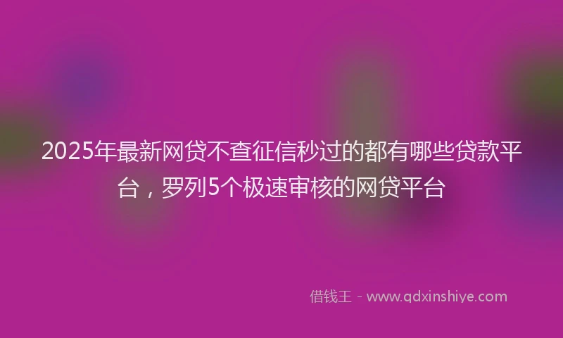 2025年最新网贷不查征信秒过的都有哪些贷款平台，罗列5个极速审核的网贷平台