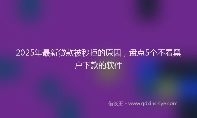 2025年最新贷款被秒拒的原因，盘点5个不看黑户下款的软件
