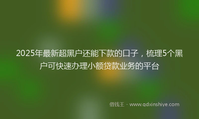 2025年最新超黑户还能下款的口子，梳理5个黑户可快速办理小额贷款业务的平台