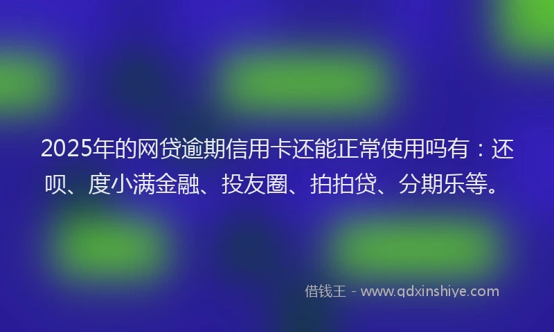 2025年的网贷逾期信用卡还能正常使用吗有：还呗、度小满金融、投友圈、拍拍贷、分期乐等。