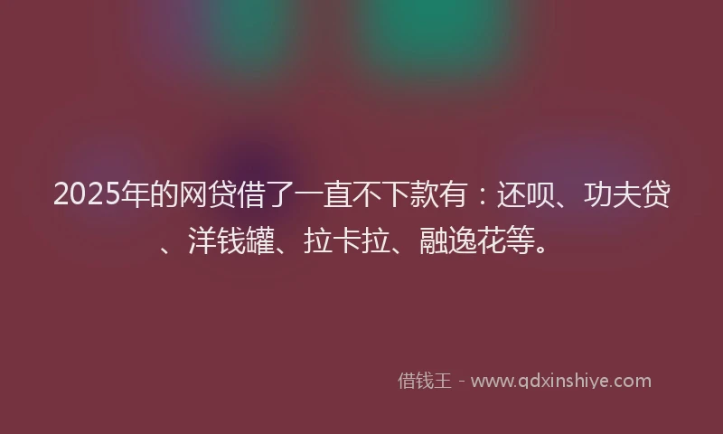 2025年的网贷借了一直不下款有：还呗、功夫贷、洋钱罐、拉卡拉、融逸花等。