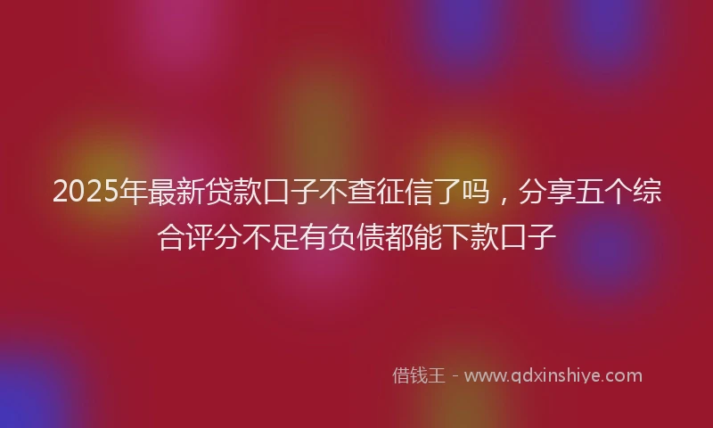 2025年最新贷款口子不查征信了吗，分享五个综合评分不足有负债都能下款口子