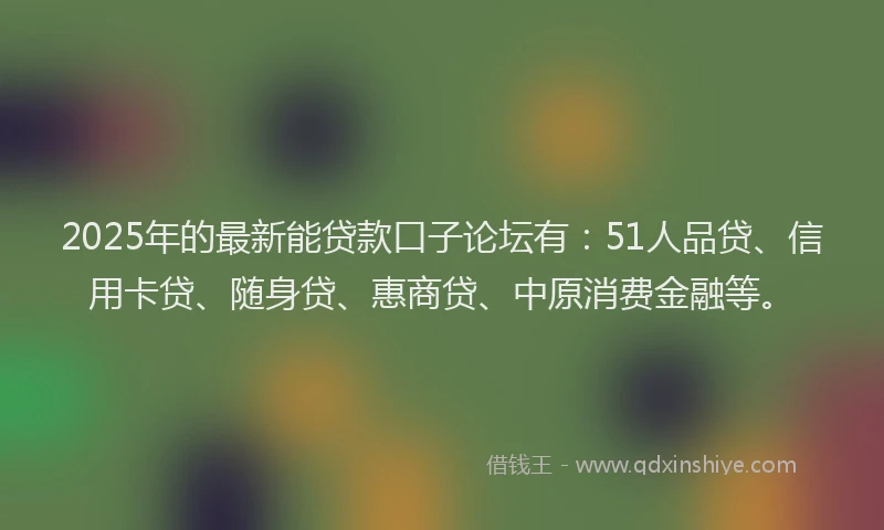 2025年的最新能贷款口子论坛有：51人品贷、信用卡贷、随身贷、惠商贷、中原消费金融等。