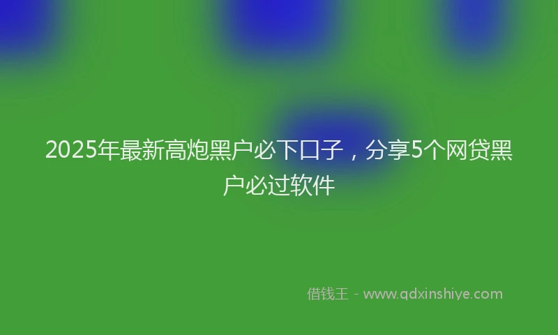 2025年最新高炮黑户必下口子，分享5个网贷黑户必过软件