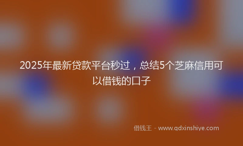 2025年最新贷款平台秒过，总结5个芝麻信用可以借钱的口子