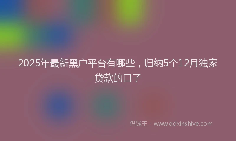 2025年最新黑户平台有哪些，归纳5个12月独家贷款的口子