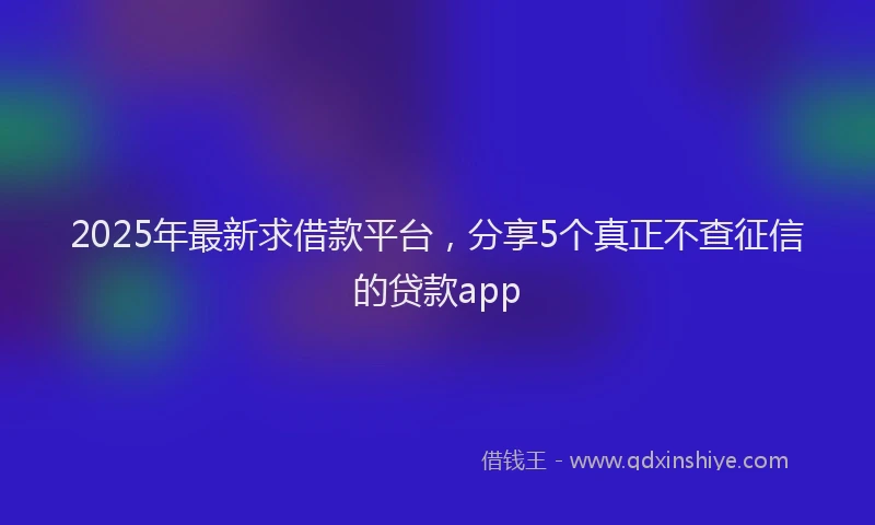 2025年最新求借款平台，分享5个真正不查征信的贷款app