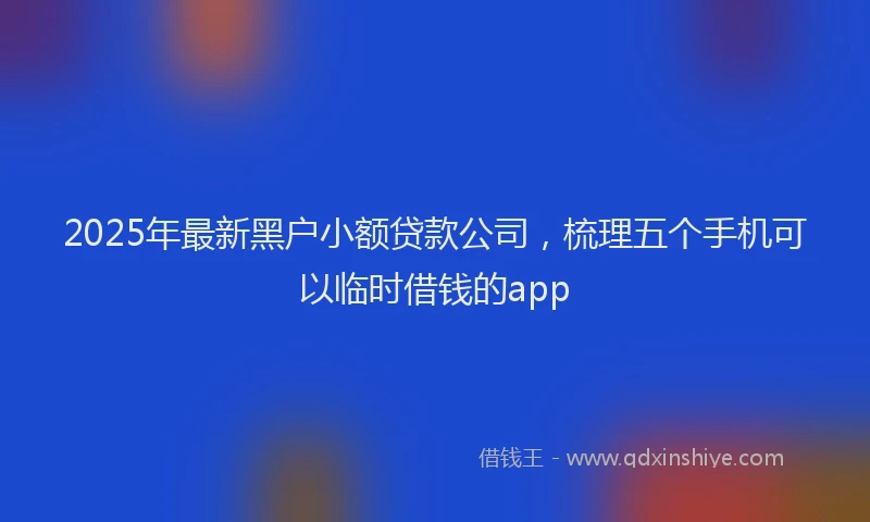 2025年最新黑户小额贷款公司，梳理五个手机可以临时借钱的app