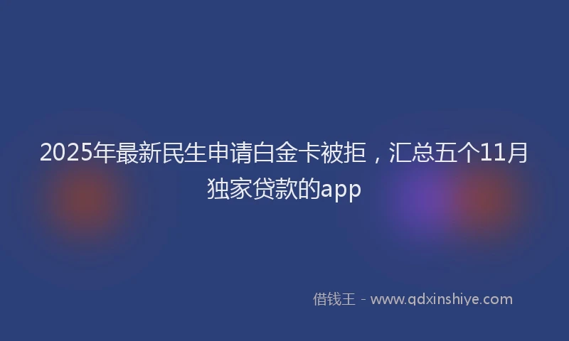 2025年最新民生申请白金卡被拒，汇总五个11月独家贷款的app