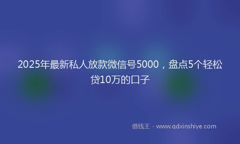 2025年最新私人放款微信号5000，盘点5个轻松贷10万的口子